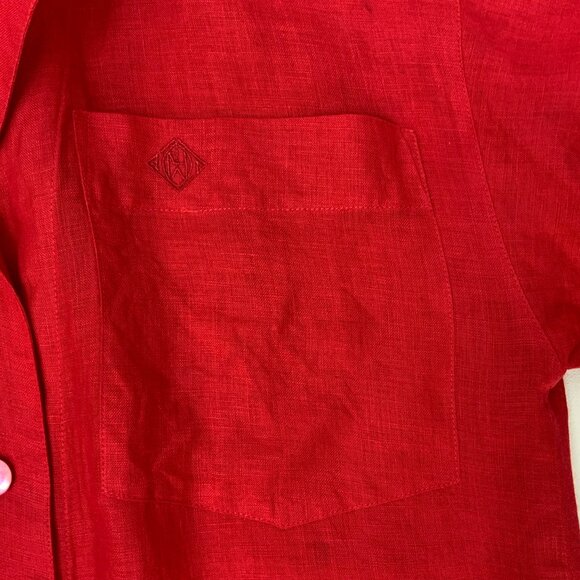 Vintage 90s Ann Taylor 100% Linen Red Button Up Shirt Small - Picture 13 of 16